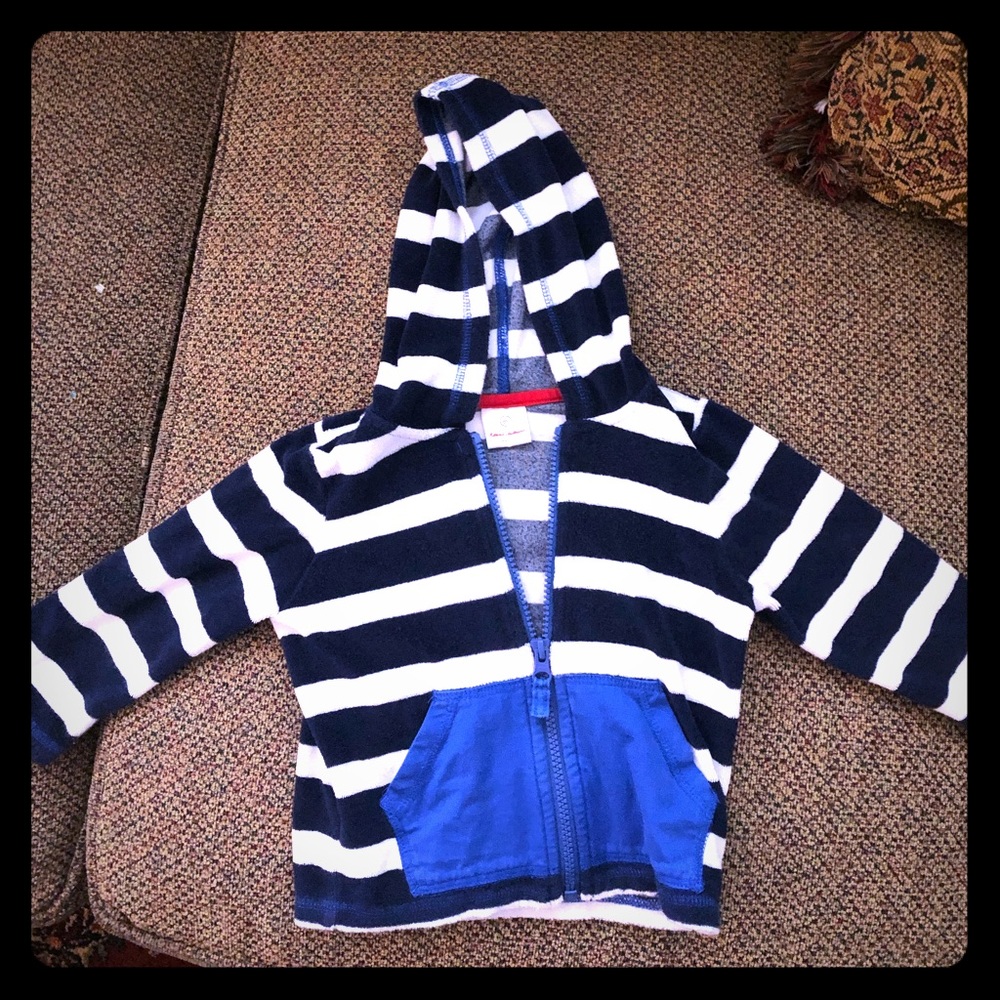 Hanna Andersson Terry cloth jacket. Navy/White.